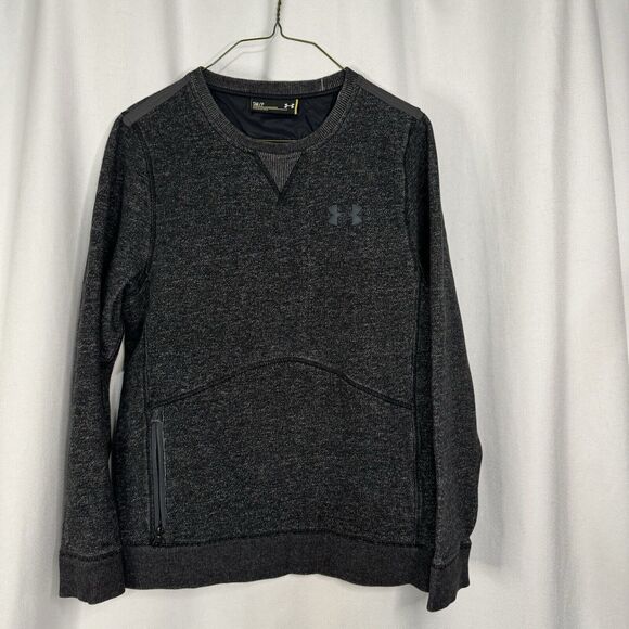 Under Armour Fitted Sweatshirt Size Small Gray Zip Pouch Pocket - Picture 1 of 6